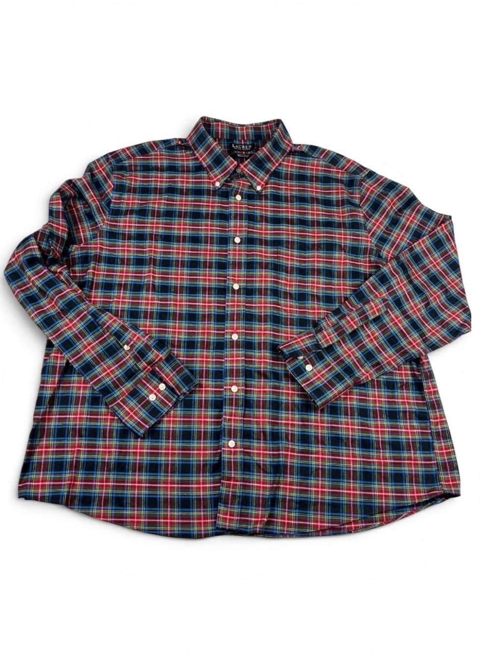 Lauren Ralph Lauren Mens Button Down Shirt Plaid Long Sleeve Soft Stretch 2XL